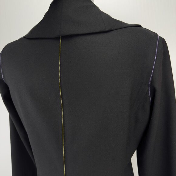 MARIE SAINT PIERRE Stretch Wool Sculptural Funnel Collar Zip Black Jacket Size 4 - Picture 7 of 11
